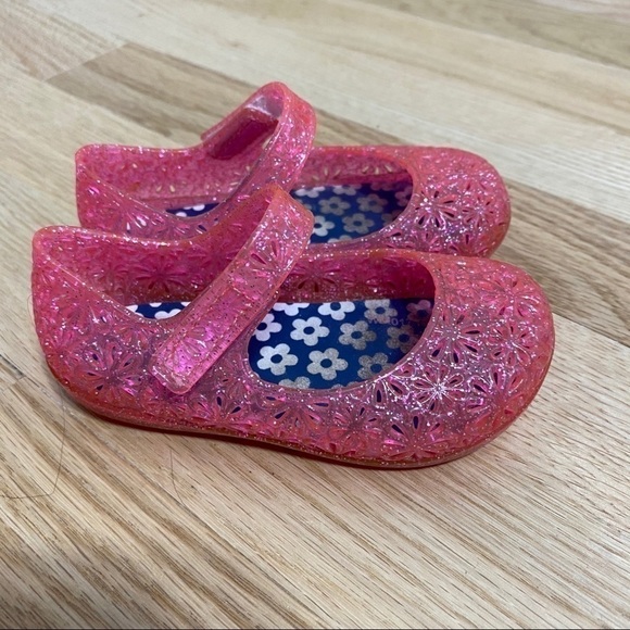 Pink Jelly Flats Mary Jane Shoes Sz 4 Girls Kids - Picture 1 of 4